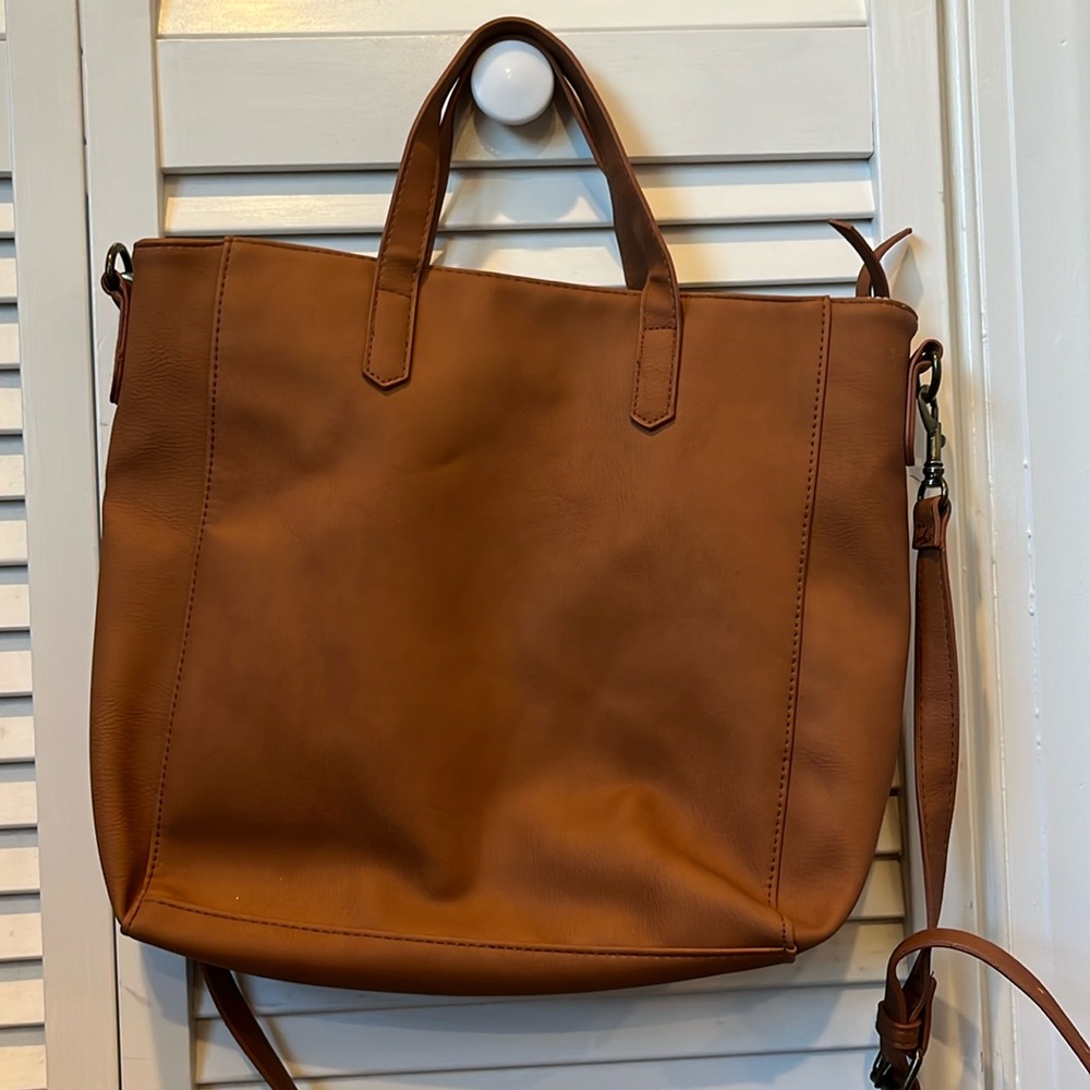 Leather Tote Bag in Cognac Brown